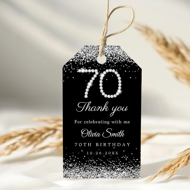 Glamour Diamonds 70. Geburtstagsparty Danke Geschenkanhänger (Elegant Diamonds 70th Birthday Thank you Tag)