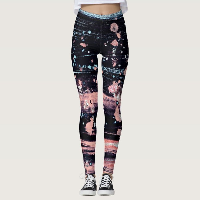 Glamour Dunkelgrau Pink Spotlight Leggings (Vorderseite)