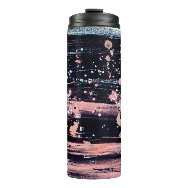 Glamour Dunkelgrau Pink Spotlight Thermosbecher (Vorderseite)