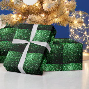 Glamour Dunkelgrüner Glitzer Glitzern Kachelmuster Geschenkpapier