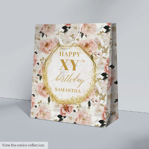 Glamour Dusty Pink Rustic Gold Geburtstagsgeschenk Mittlere Geschenktüte