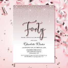 Glamour Dusty Rose Pink Diamonds 40. Geburtstag Einladung