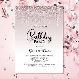 Glamour Dusty Rose Pink Diamonds Geburtstagsparty Einladung