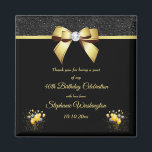 Glamour Elegance Geburtstag Vielen Dank für Ihre U Magnet<br><div class="desc">Schöne, elegante Geburtstagsparty danke Ihnen für den Magneten für Frauen, mit gedruckten Bildern eines glamourösen Goldbugs mit einem Kristall-DiamantenEdelstein in der Mitte und einem goldenen Band auf einem funkelnd schwarzen Glitzer, und schlichten schwarzen Hintergrund, mit einem Haufen Gold und schwarze Ballons umgeben von Sternen in den unteren Ecken. Der gesamte...</div>