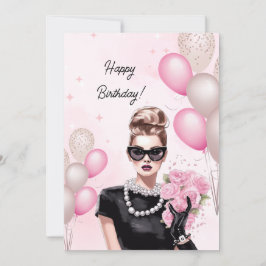 Glamour Fashionista Chic Pink Happy Birthday Feiertagskarte