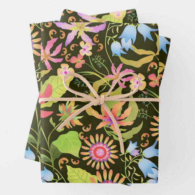 Glamour Floral Black Geschenkpapier Set (Beispiel)