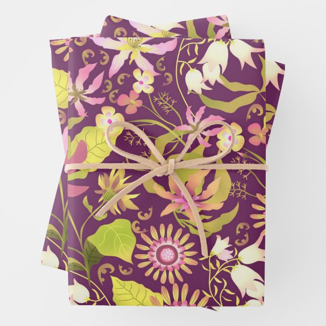 Glamour Floral Brown Geschenkpapier Set (Beispiel)
