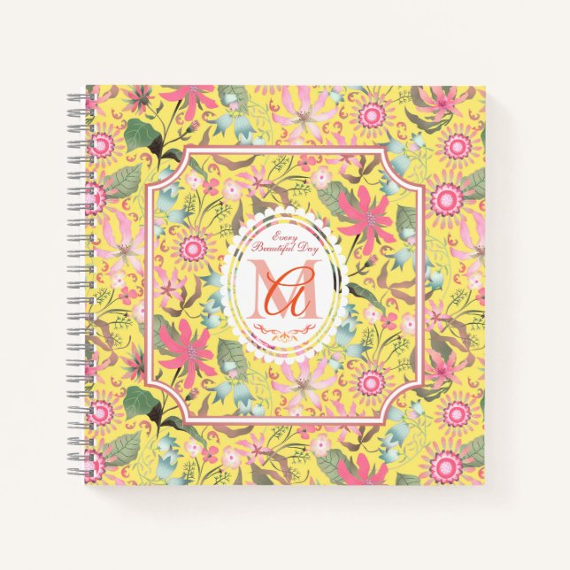 Glamour Floral Chic Gelb Notizbuch (Vorderseite)
