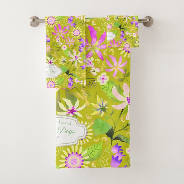 Glamour Floral Chic Green Badhandtuch Set (Insitu)
