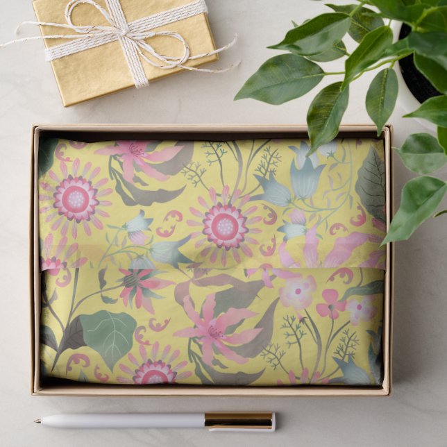 Glamour Floral Gelb Seidenpapier (Geschenk)