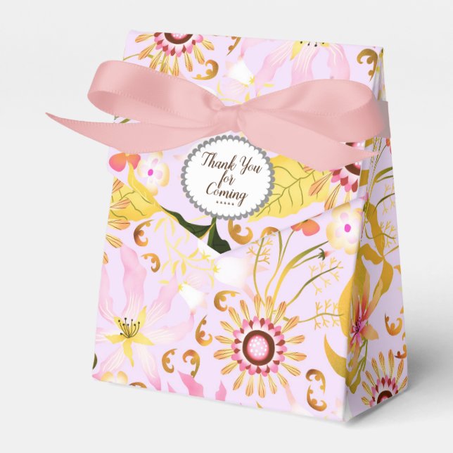 Glamour Floral Pink White Gevor Box Geschenkschachtel (Vorderseite)