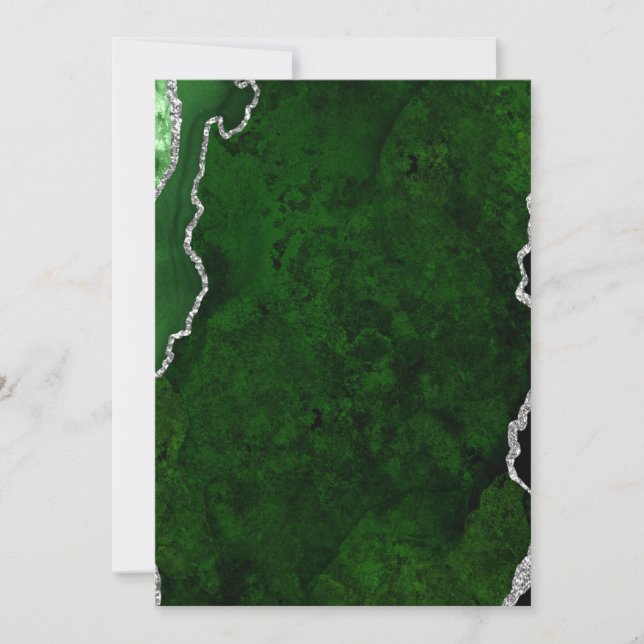 Glamour Forest Green Marmor Chic Silver Glitzer Einladung (Vorderseite)