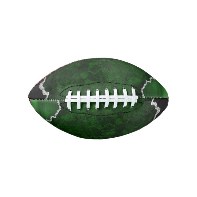 Glamour Forest Green Marmor Chic Silver Glitzer Football (Vorderseite)