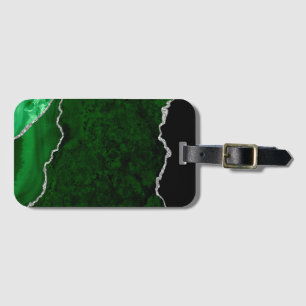 Glamour Forest Green Marmor Chic Silver Glitzer Gepäckanhänger