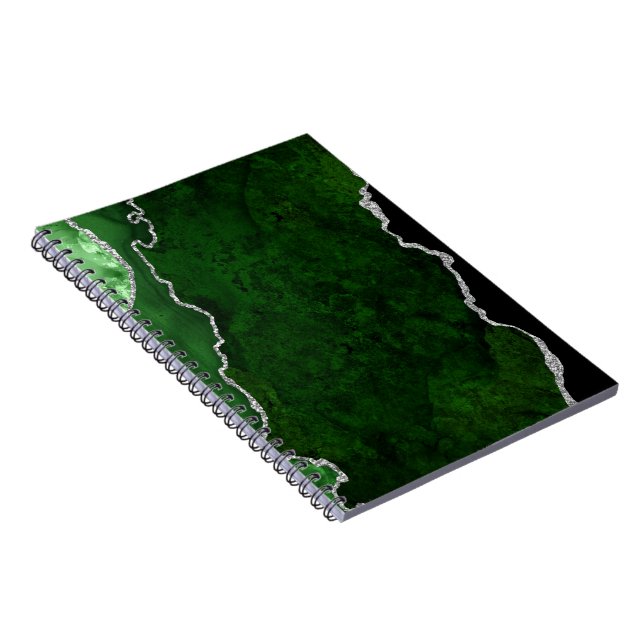 Glamour Forest Green Marmor Chic Silver Glitzer Notizblock (Rechte Seite)