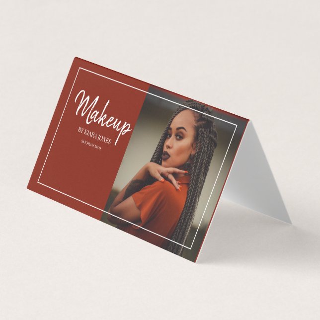 Glamour Foto Makeup Artist White Script Type Visitenkarten (Vorderseite)