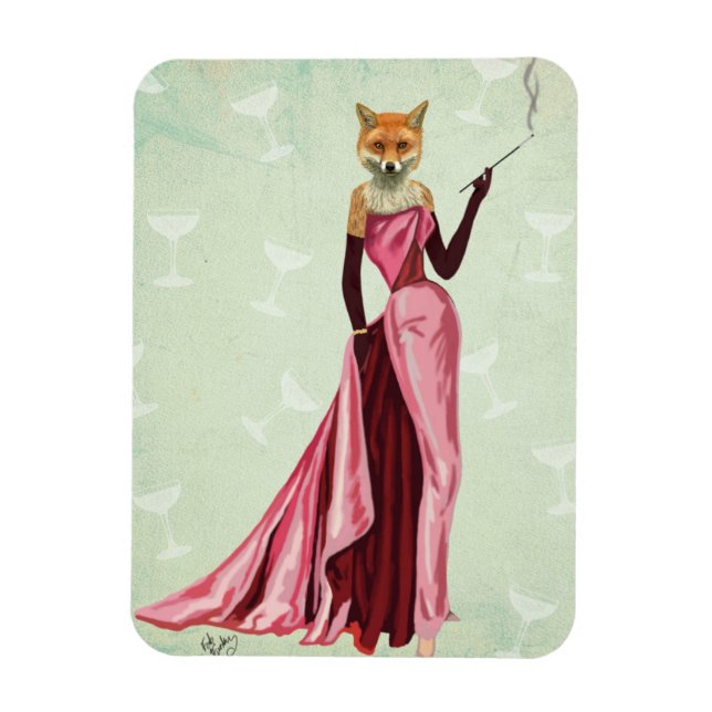 Glamour Fox in Rosa 2 Magnet (Vertikal)