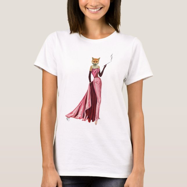 Glamour Fox in Rosa T-Shirt (Vorderseite)