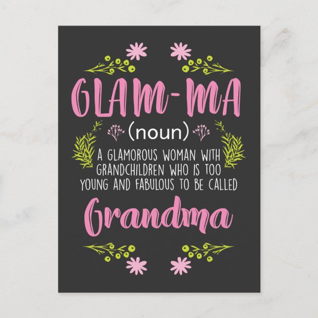 Glamour Frauen Young Crazy Oma Glama ma Postkarte (Vorderseite)
