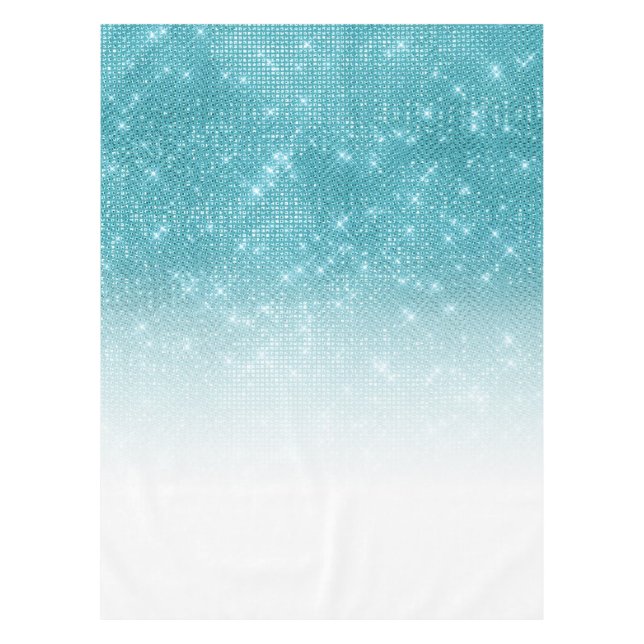 Glamour Funkelnd Aqua Blue Glitzer Sequin Ombre Tischdecke (Vorderseite)
