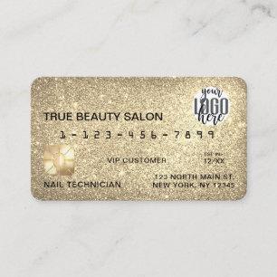Glamour Funkelnd Gold Glitzer Kreditkarte Logo Visitenkarte