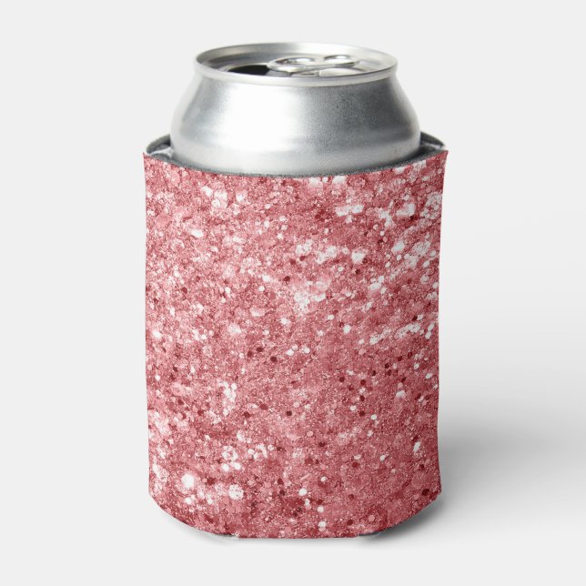 Glamour Funkelnd Pink Glitzer Dosenkühler (Kanne Vorderseite)