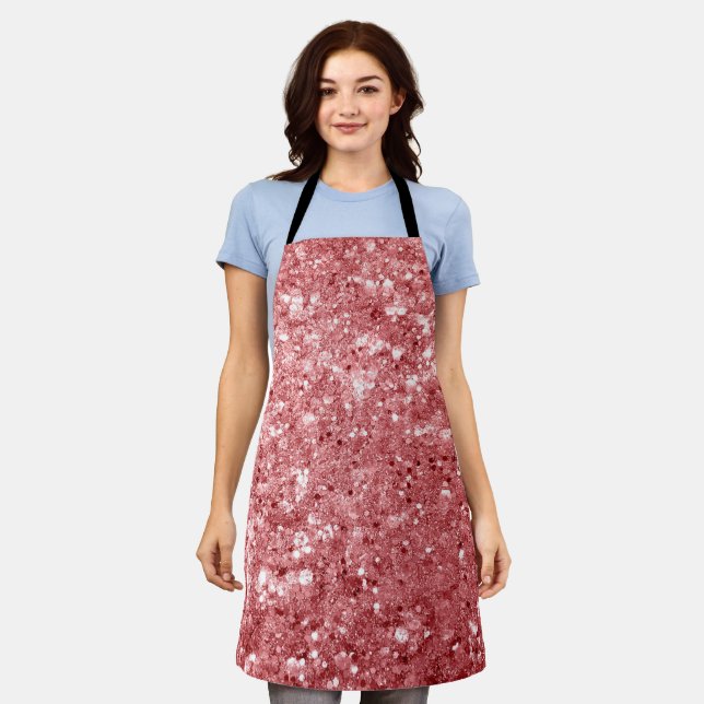 Glamour Funkelnd Pink Glitzer Schürze (Getragen)