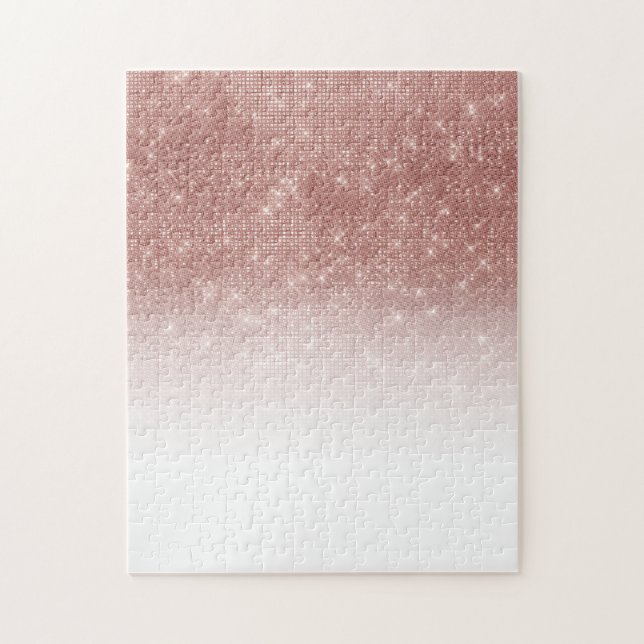 Glamour Funkelnd Rose Gold Glitzer Sequin Ombre Puzzle (Vertikal)