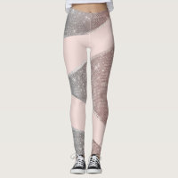 Glamour Funkelnd Silver Rose Gold Glitzer Geo