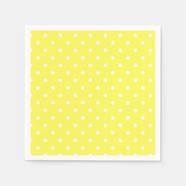 Glamour Gelb und Weiß Polka Dot Serviette (Vorderseite)