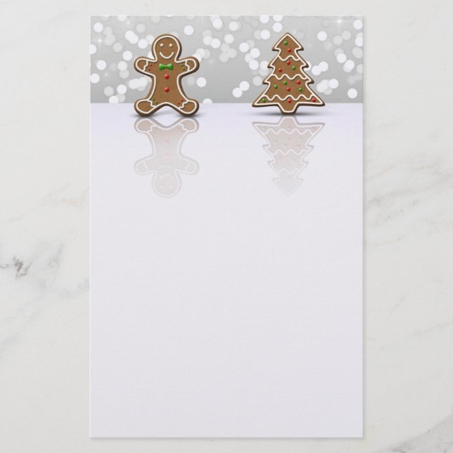 Glamour Gingerbread Man and Tree - Stationerie Briefpapier (Vorderseite)