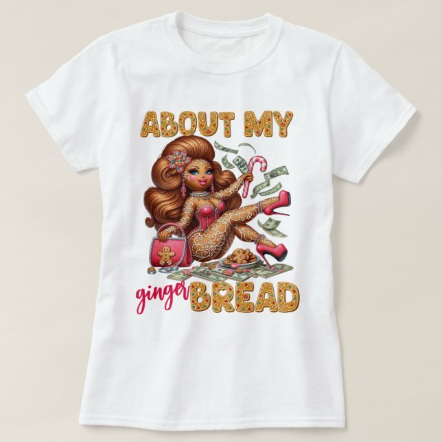Glamour Gingerbrot Girl Pink Weihnachten T-Shirt (Design vorne)