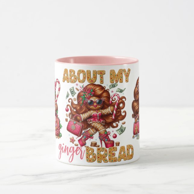 Glamour Gingerbrot Girl Pink Weihnachten Tasse (Zentrum)