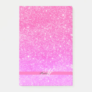 Glamour Girl Hot Pink Glitzer Personalisiert Name Post-it Klebezettel