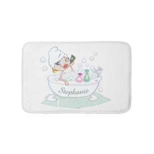 Glamour Girl in Bubble Bath Tub Personalisiert Badematte