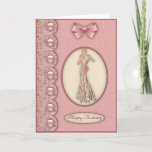 Glamour Girl in Pink - Geburtstagskarte Karte