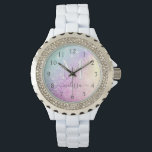 Glamour Glitzer Holograph Mit Monogramm Hübsch Armbanduhr<br><div class="desc">Dieses farbenfrohe,  bunt gestylte Glitzer-Muster lässt sich einfach mit Ihrem individuelle Name und/oder Monogramm personalisieren.</div>