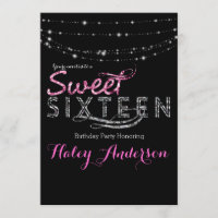 Glamour Glitzer Lights SWEET 16 Party Pink Black
