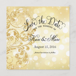 Glamour Glitzer Luxe Save the Date   champagne