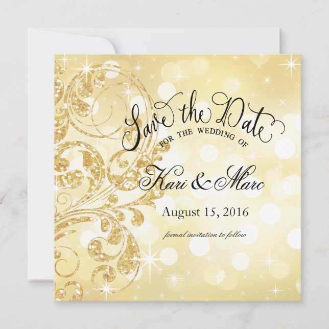 Glamour Glitzer Luxe Save the Date | champagne (Vorderseite)