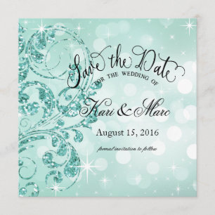 Glamour Glitzer Luxe Save the Date   Minze