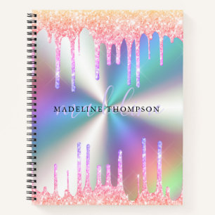 Glamour Glitzer Melt Holographic Name Notizbuch