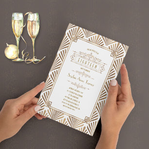 Glamour Gold Art Deco Great Gatsby 18. Geburtstag Einladung
