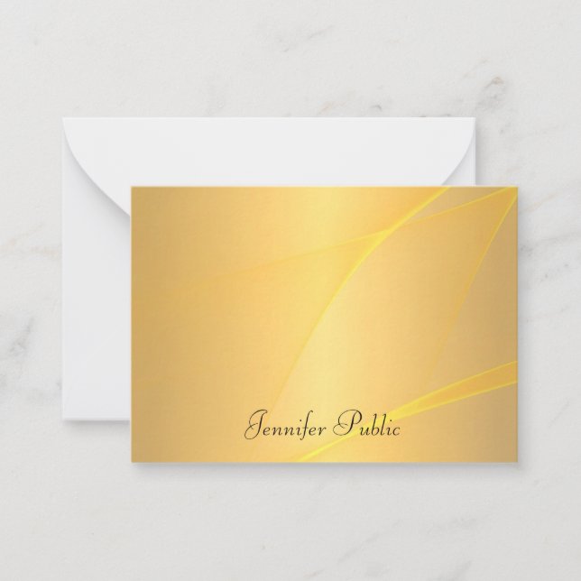 Glamour Gold Background Handgeschriebener Skriptna Mitteilungskarte (Vorderseite)