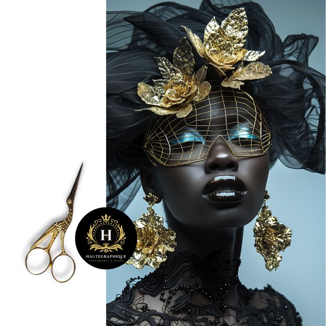 Glamour Gold Black Floral Bird Käselsmaske Seidenpapier (Von Creator hochgeladen)