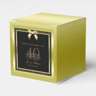 Glamour Gold Bow & Black Glitzer 40. Geburtstag Geschenkschachtel