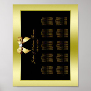 Glamour Gold Bow & Black Wedding Poster