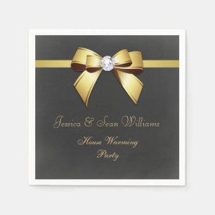 Glamour Gold Bow & Ribbon House Erwärmung Serviette