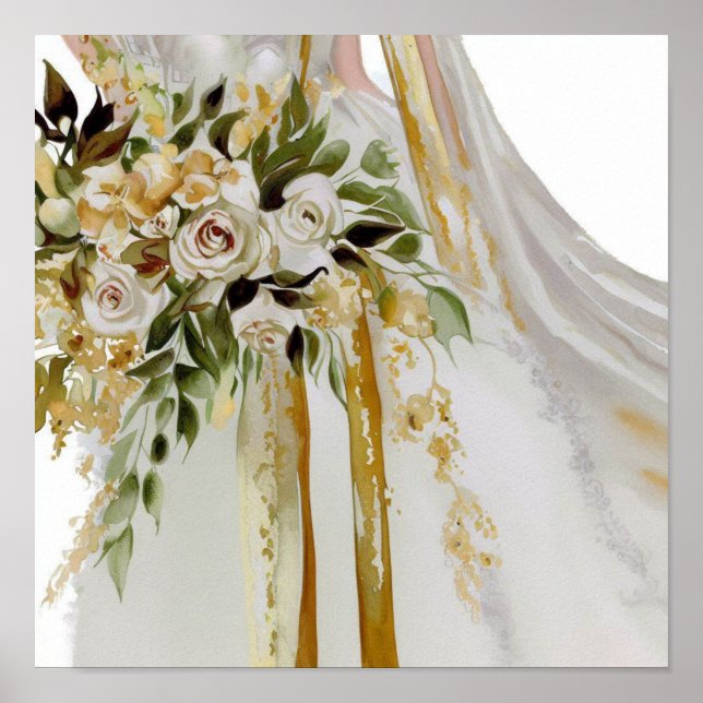Glamour Gold, Bridal Cascading Bouquet 1, Poster (Vorne)
