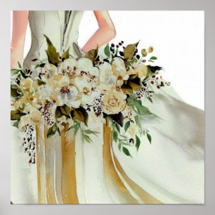 Glamour Gold, Bridal Cascading Bouquet 2, Poster